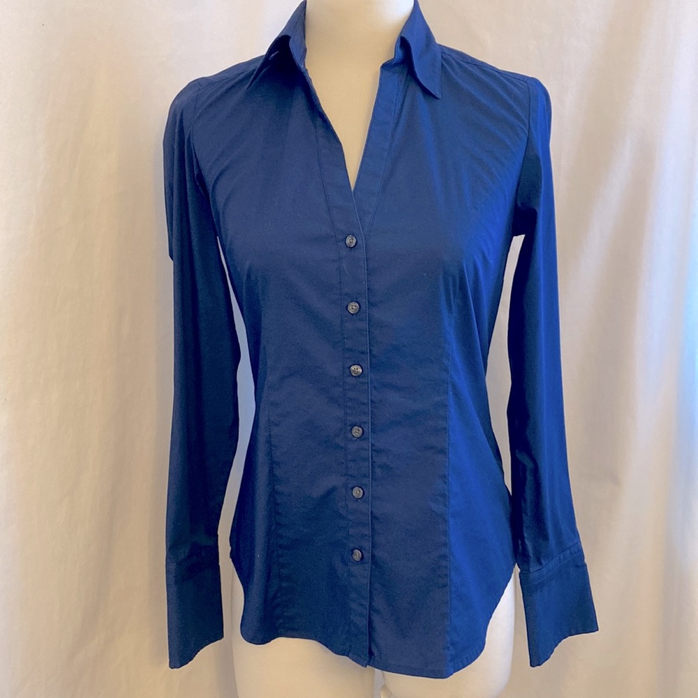 EXPRESS Blue Button Down Business Blouse